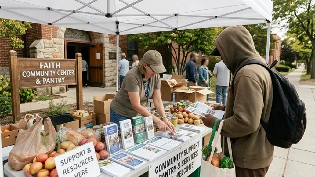 Community support options such as food pantries and outreach services