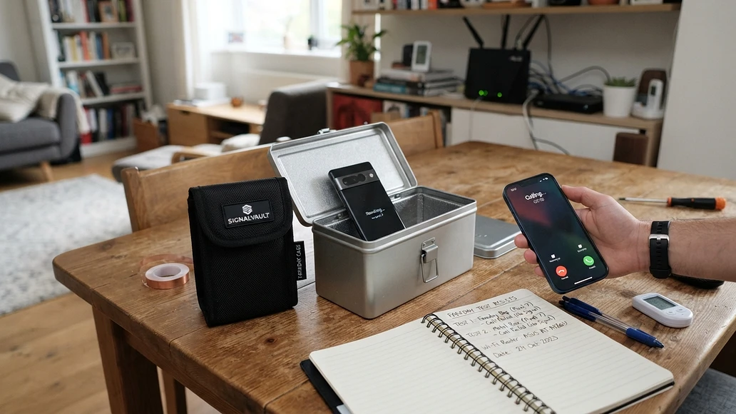 Testing a Faraday bag and metal box with smartphones and a Wi-Fi router