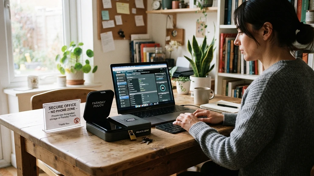 Lawful alternatives to signal jammers in a home office setting