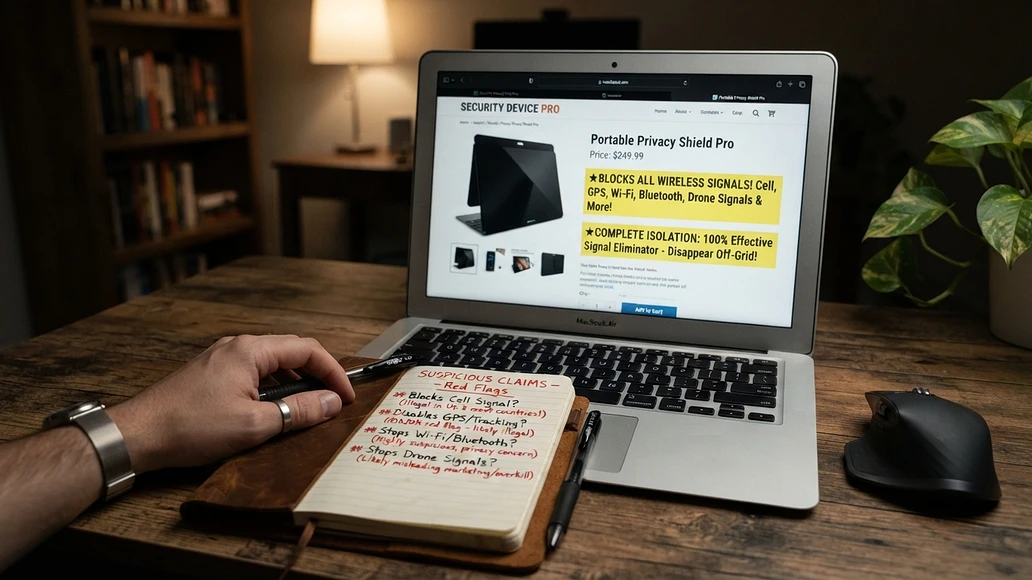Warning signs of an illegal jammer listing online