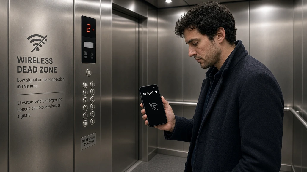 Smartphone losing signal inside a metal elevator