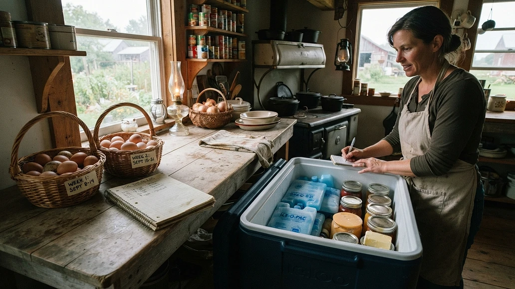 Managing backyard eggs during a power outage with labels and cool storage