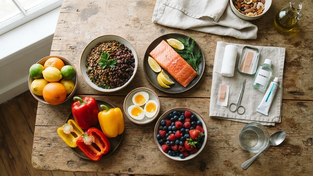 Foods and supplies that support healthy wound healing at home