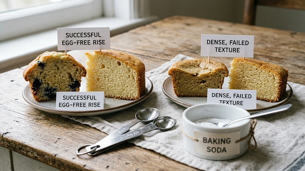 Comparison of successful and dense egg-free baked goods