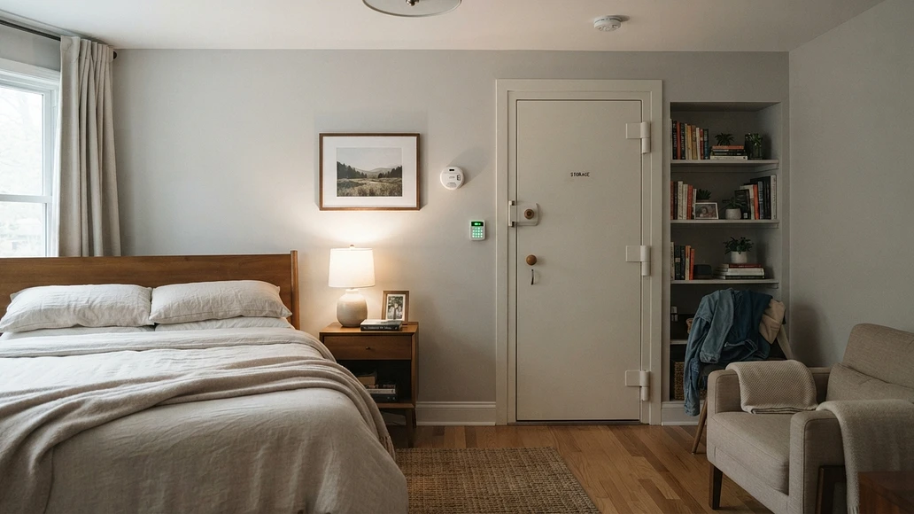 Discreet hardened room in a home with normal finishes