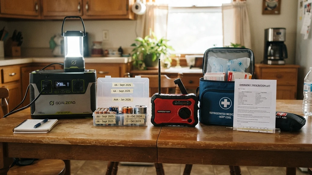 Household medical continuity supplies arranged for an extended outage