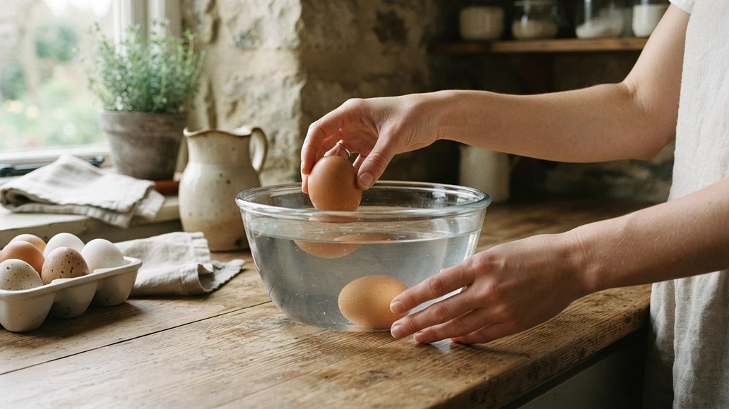 Float test for checking the freshness of backyard eggs