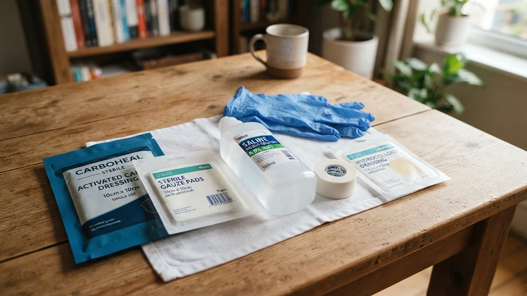 Clean wound care supplies including a sealed activated carbon dressing