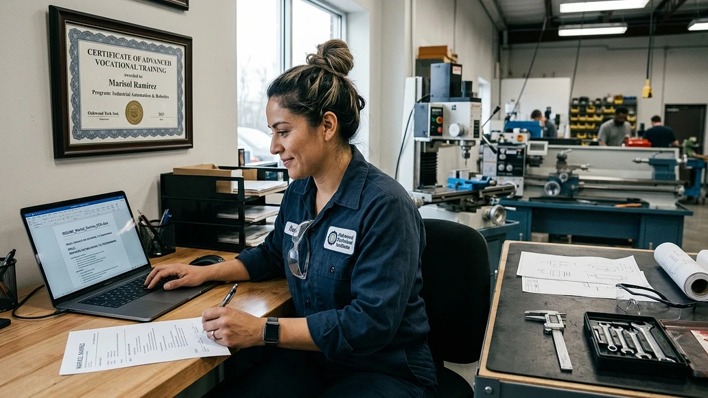 Adult using new vocational skills to prepare for better job opportunities