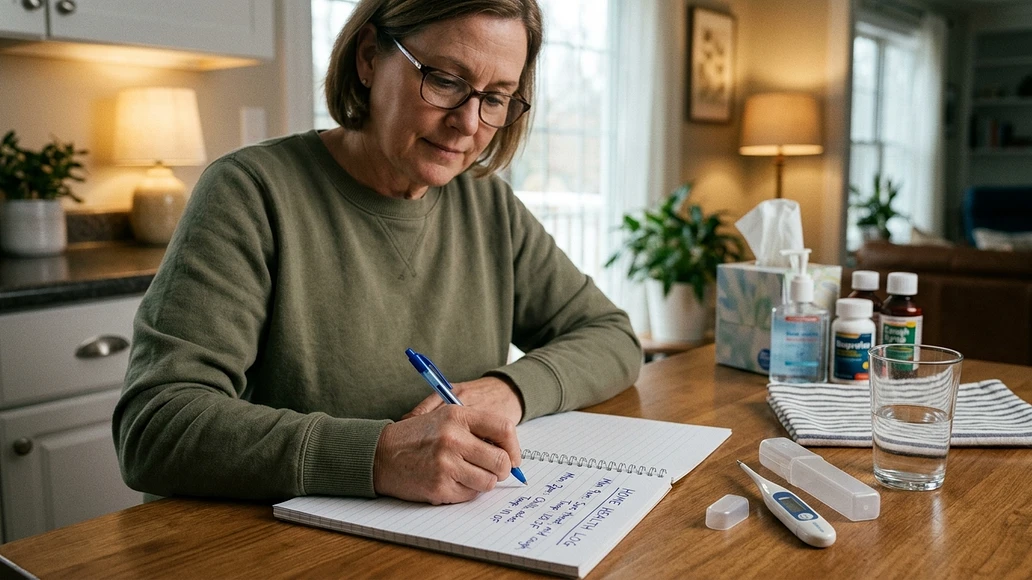 Tracking swollen lymph node symptoms in a home health log