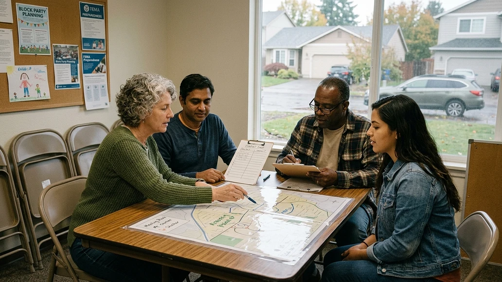 Neighbors organizing a simple preparedness contact plan