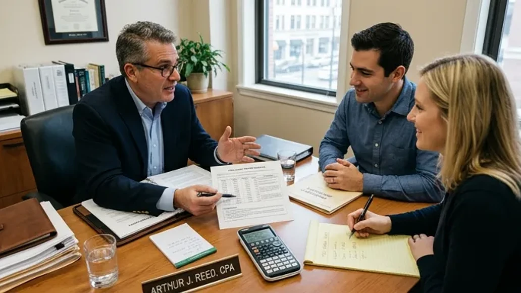 CPA explaining installment sale tax timing to clients