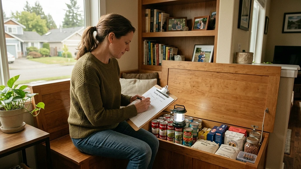 Updating a paper inventory for a concealed home food reserve