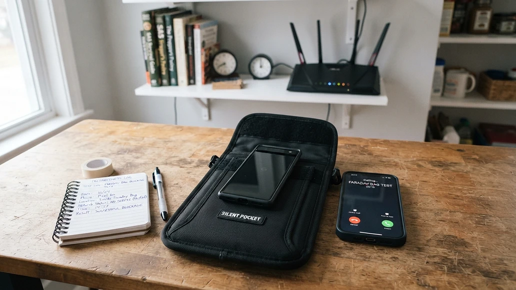 Testing a Faraday bag at home with phones and Wi-Fi