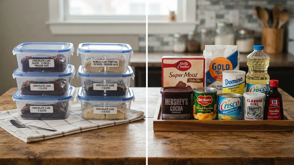 Preparedness dessert storage with freezer desserts and shelf-stable pantry ingredients