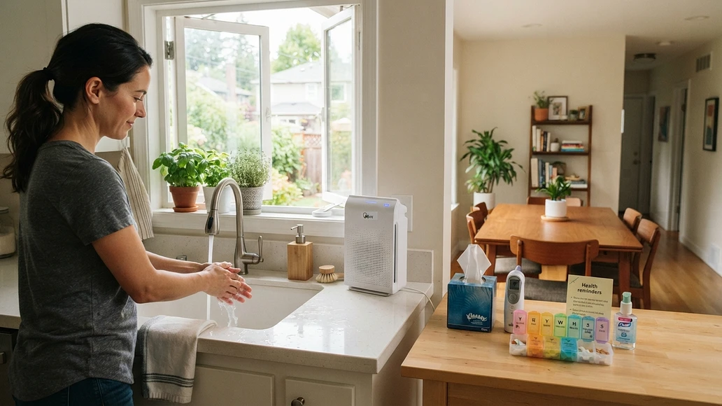 Home health protection habits including handwashing and cleaner indoor air