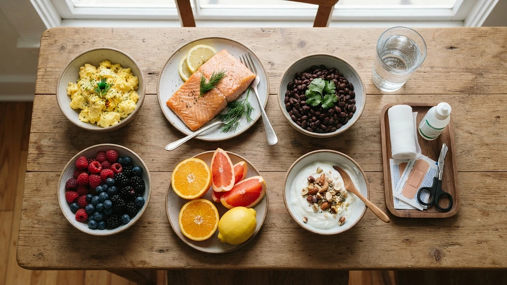 Foods and supplies that support wound healing at home
