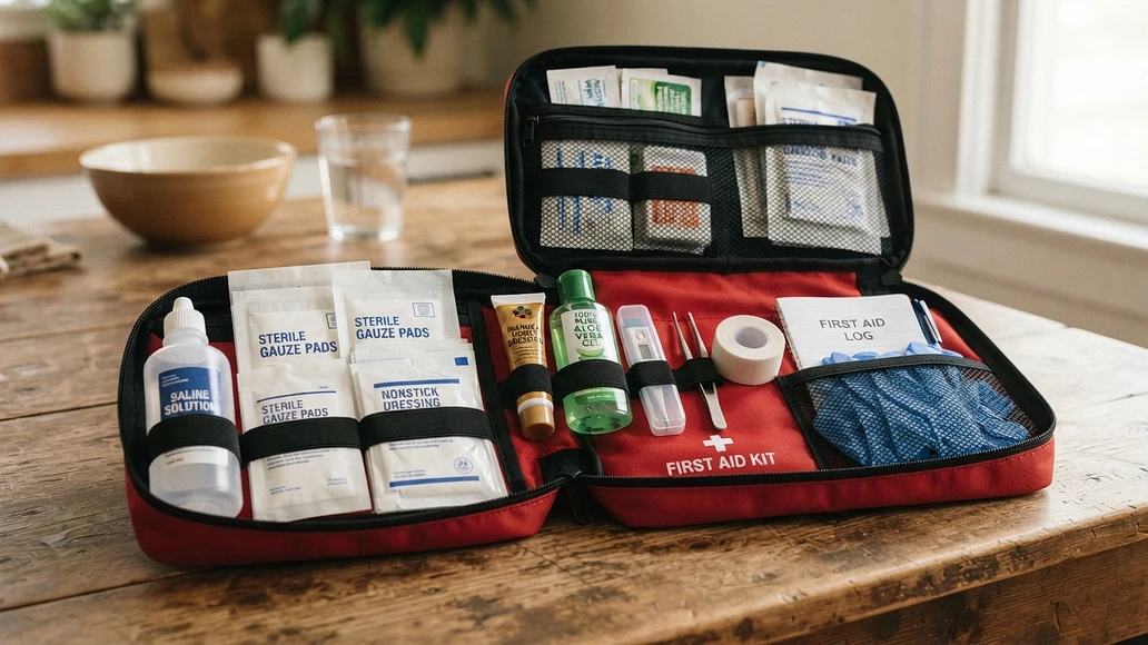 A home wound care kit with standard and natural care supplies