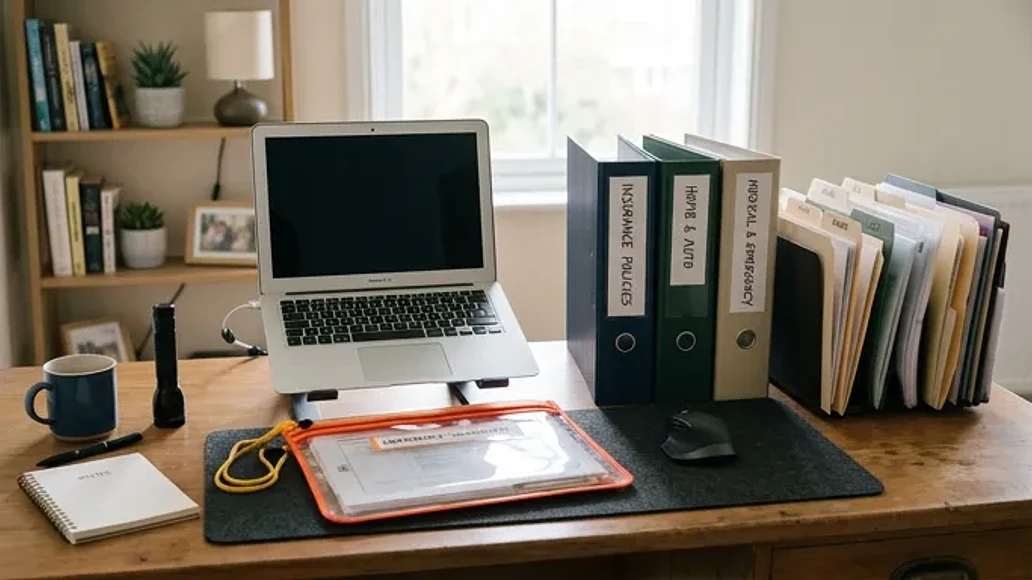 Organizing insurance and emergency documents at home