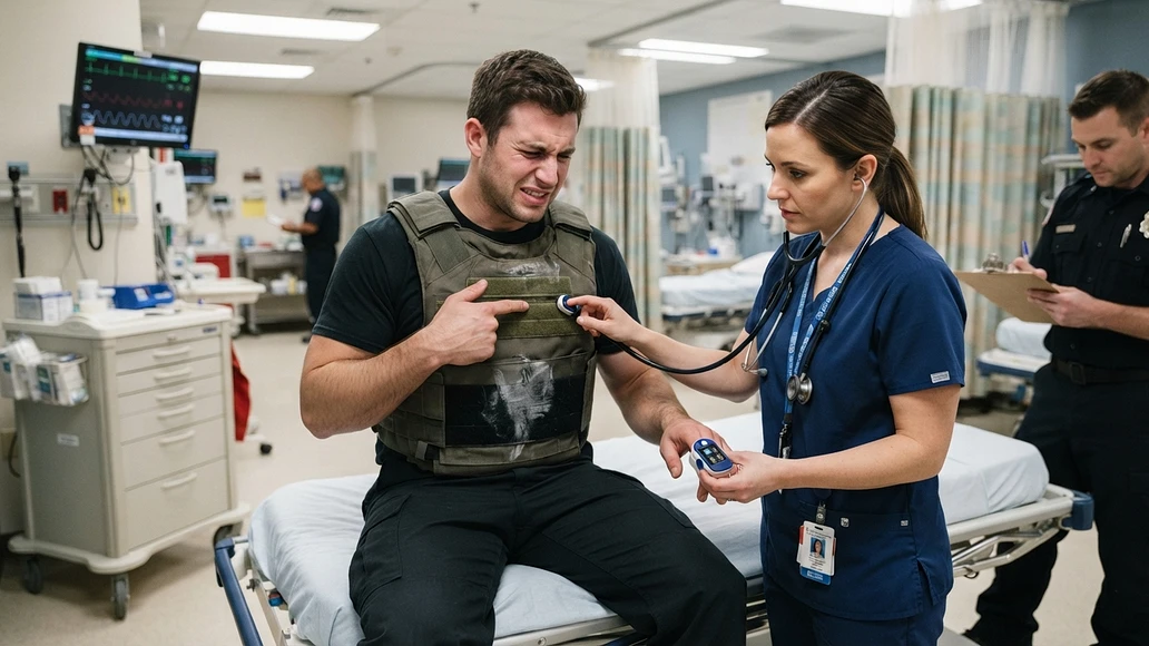 Medical evaluation after a ballistic vest impact to the chest