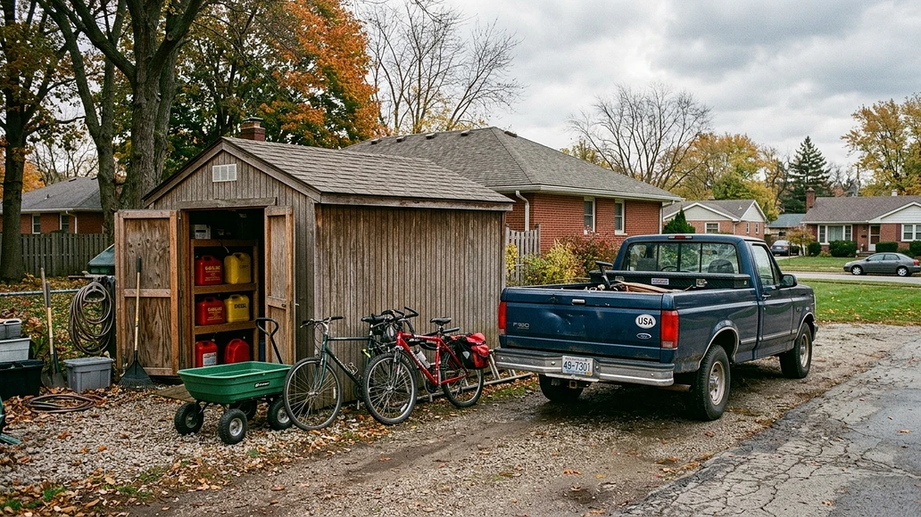Low tech transportation options alongside an older vehicle for outage planning