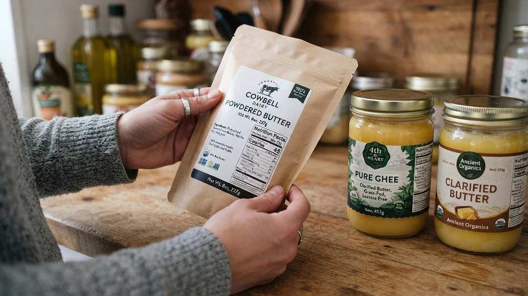 Comparing butter powder labels with other shelf-stable fats
