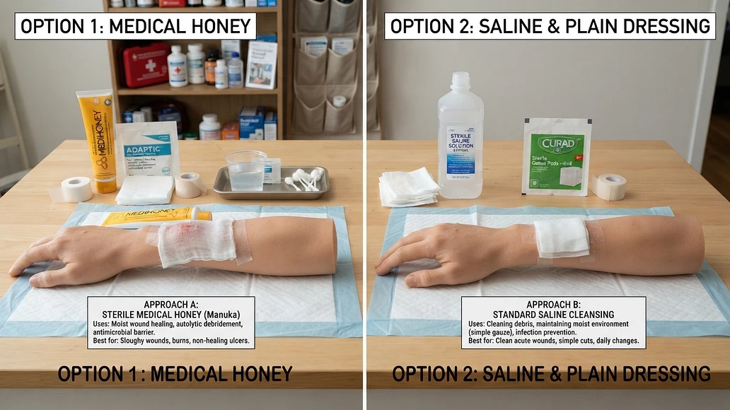 Comparison of medical honey dressing supplies and standard wound care supplies